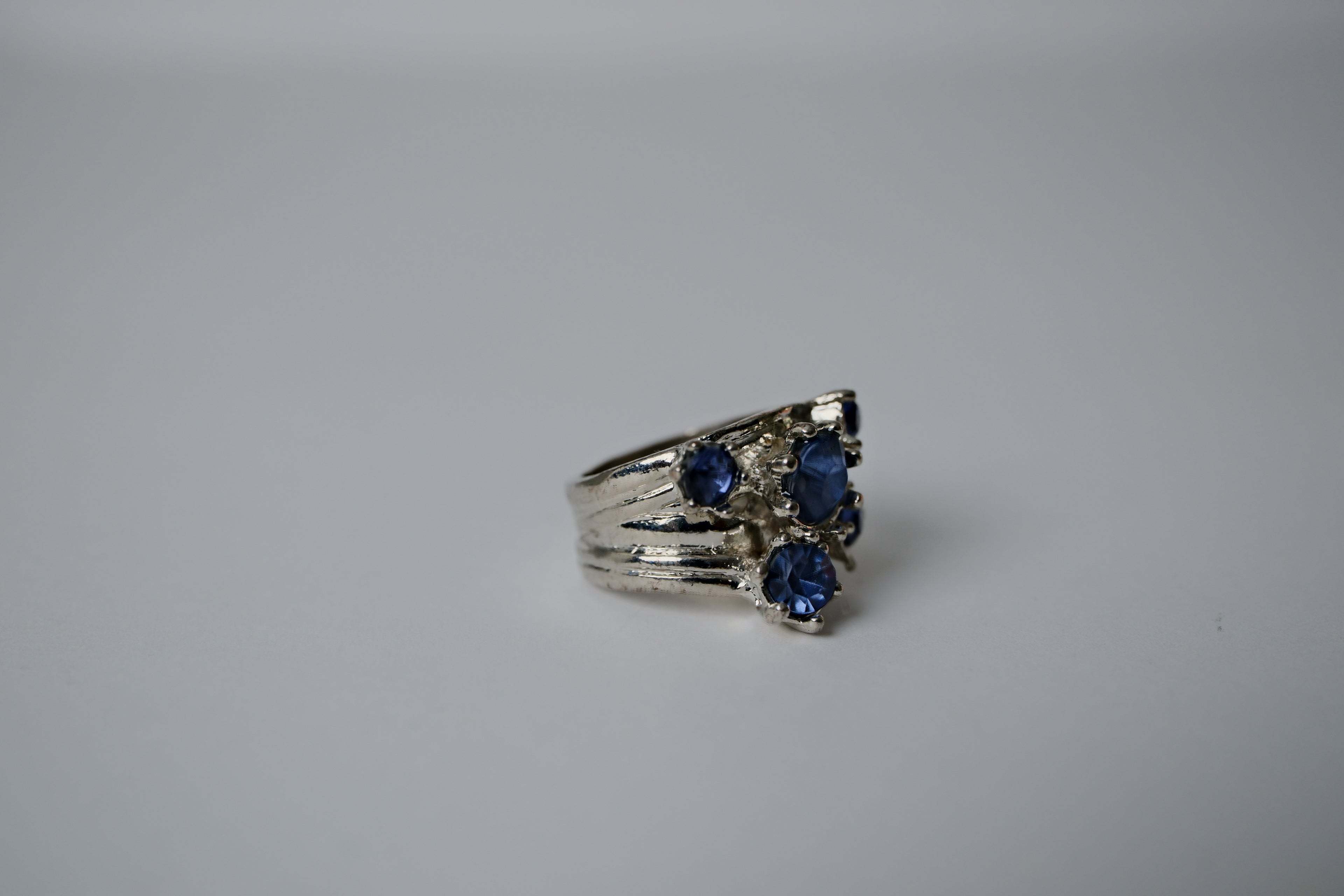 Vintage Sterling Silver Blue Sapphire Ring