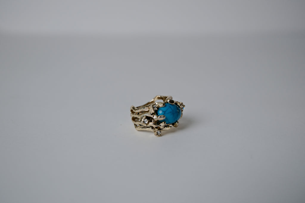 Vintage Gold Turquoise Cocktail Ring