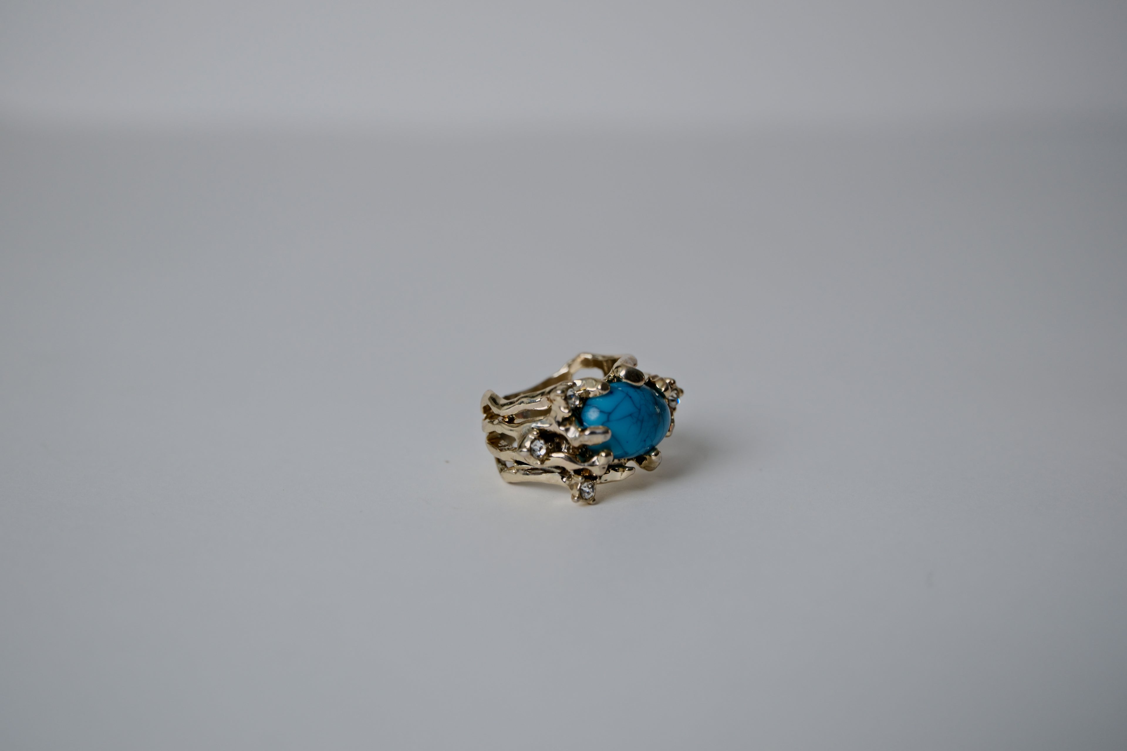 Vintage Gold Turquoise Cocktail Ring