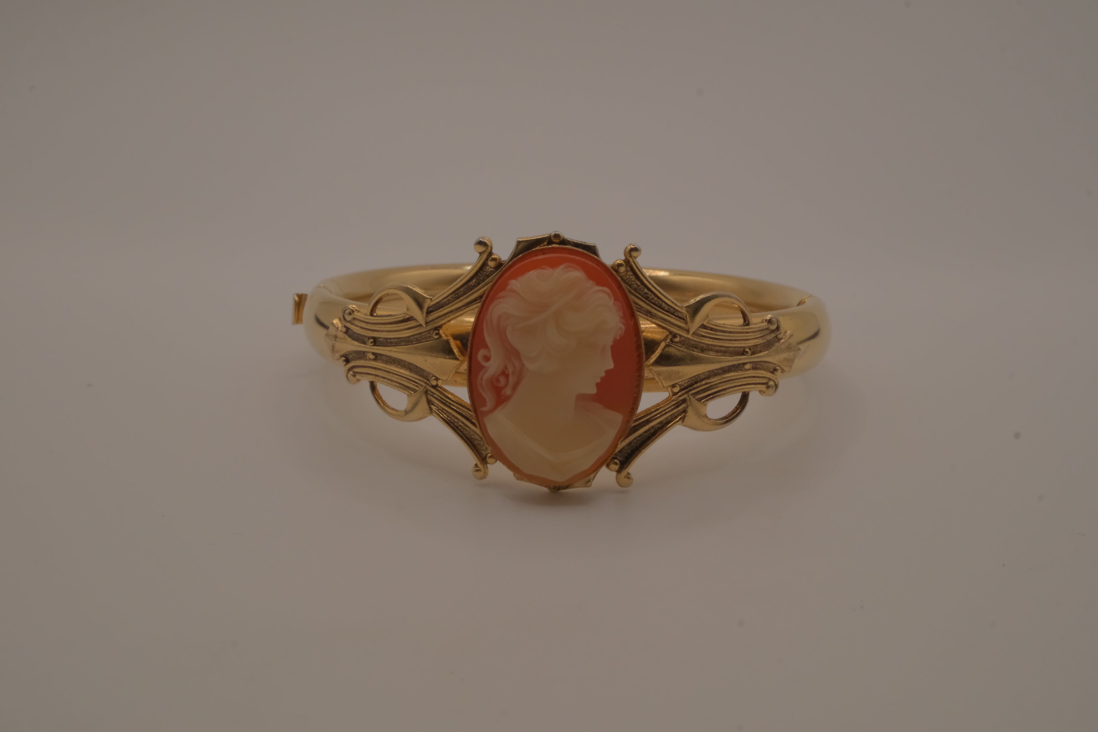 Vintage gold cameo bangle bracelet