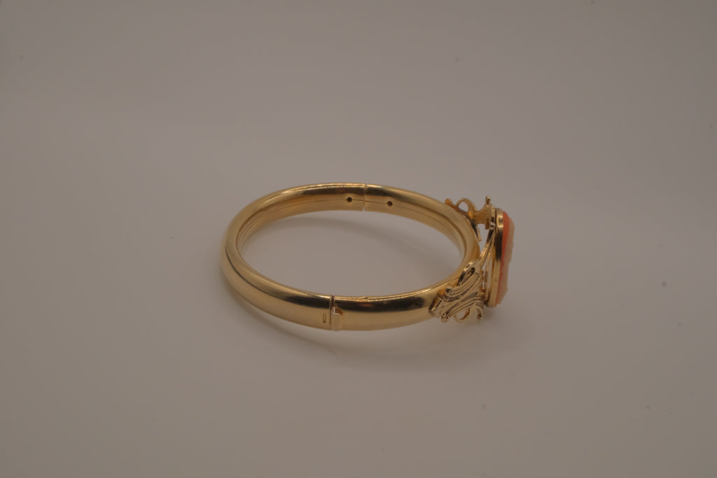 Vintage gold cameo bangle bracelet