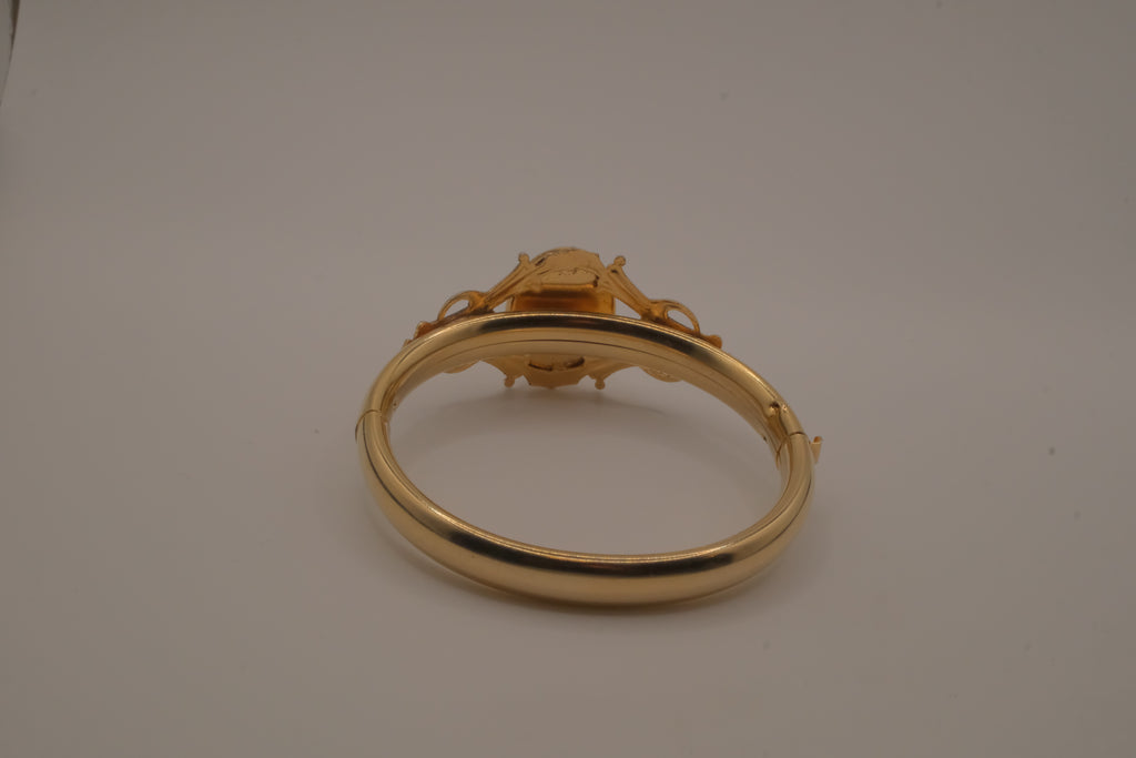 Vintage gold cameo bangle bracelet