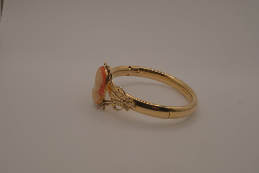 Vintage gold cameo bangle bracelet