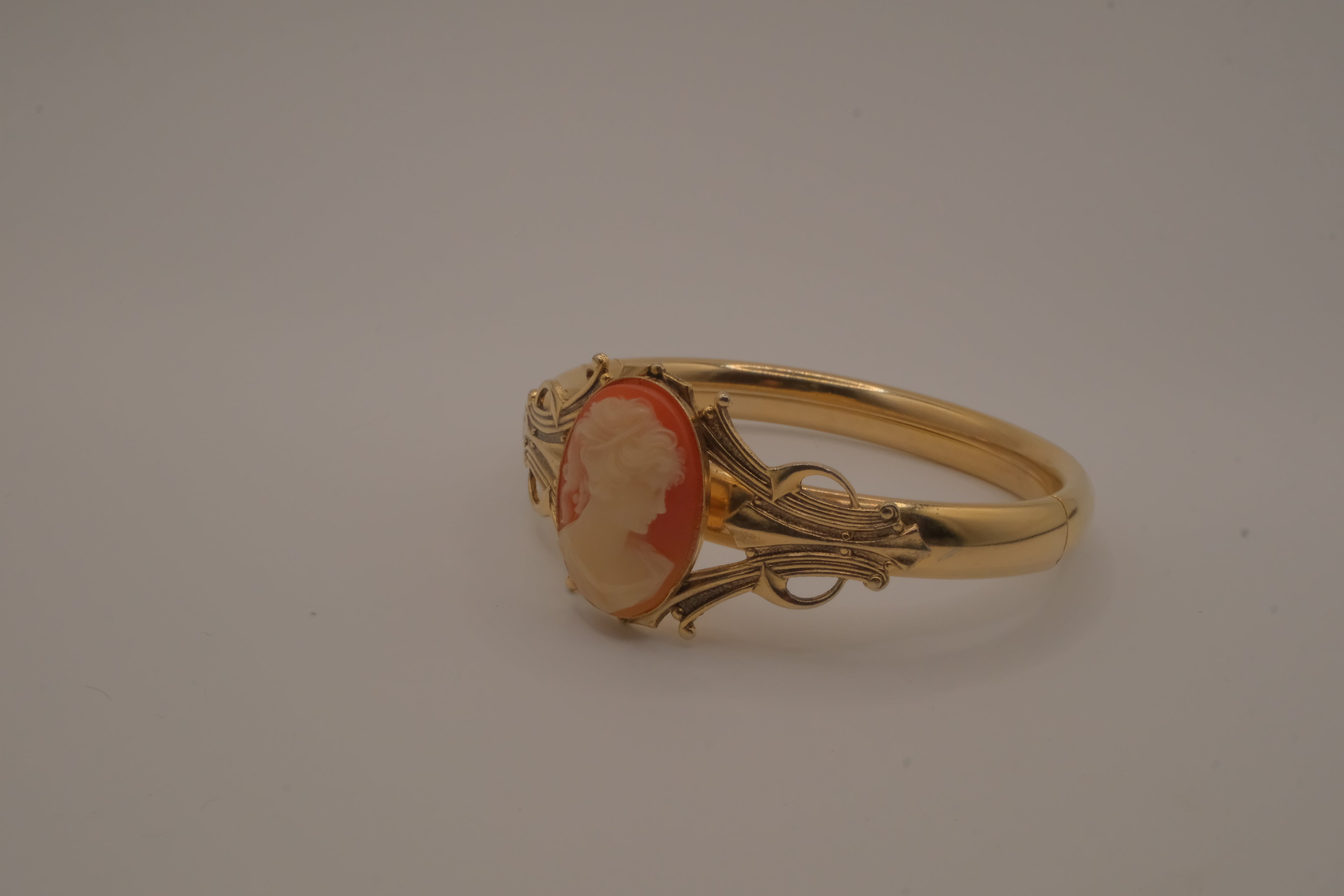 Vintage gold cameo bangle bracelet