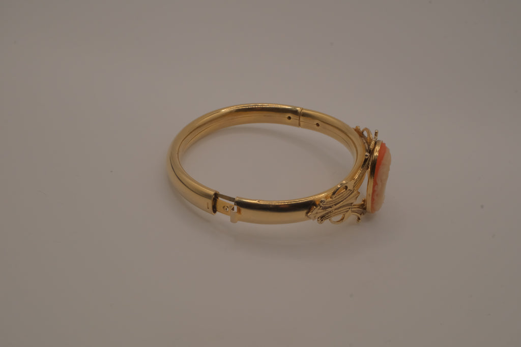 Vintage gold cameo bangle bracelet