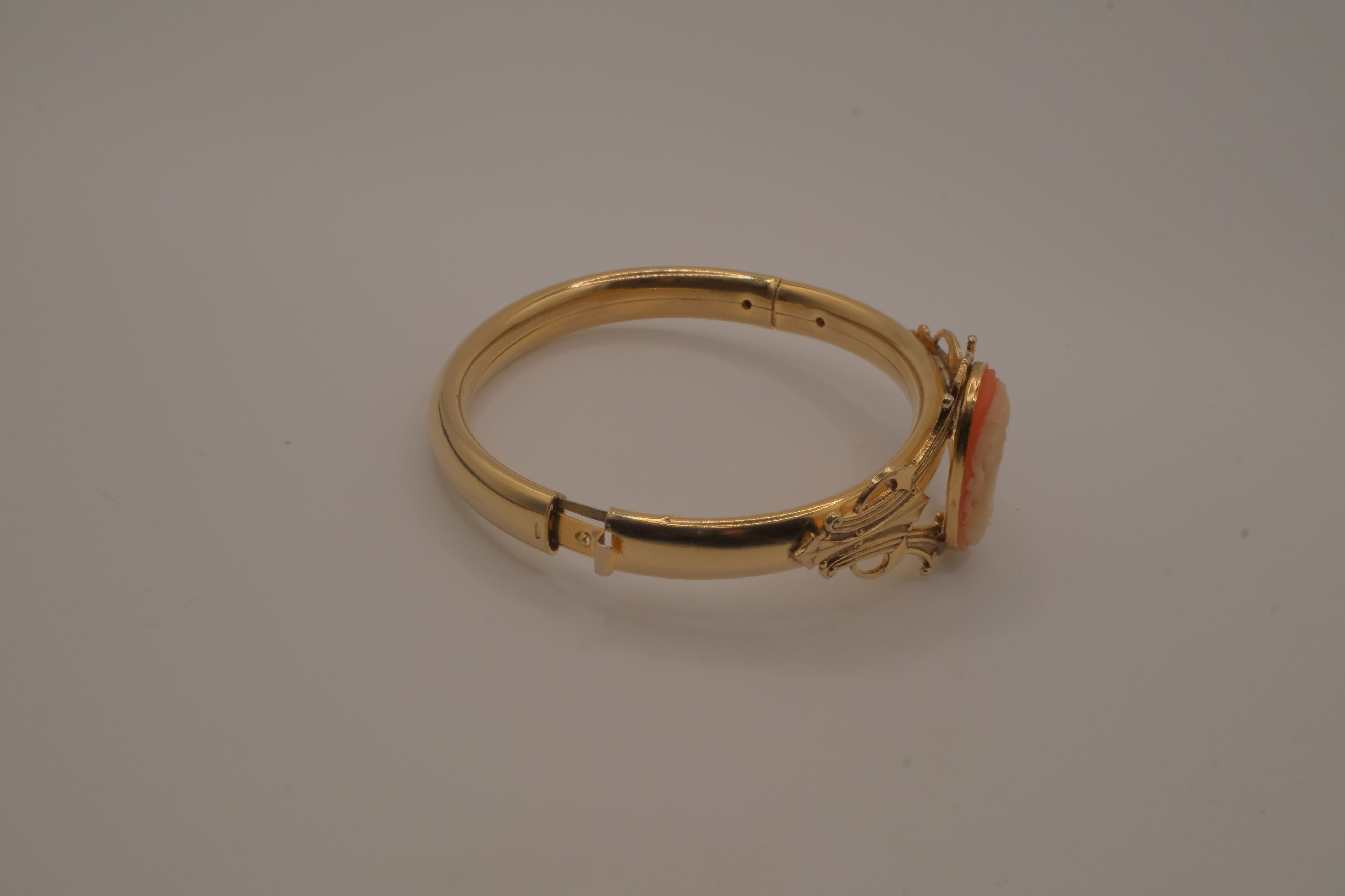 Vintage gold cameo bangle bracelet
