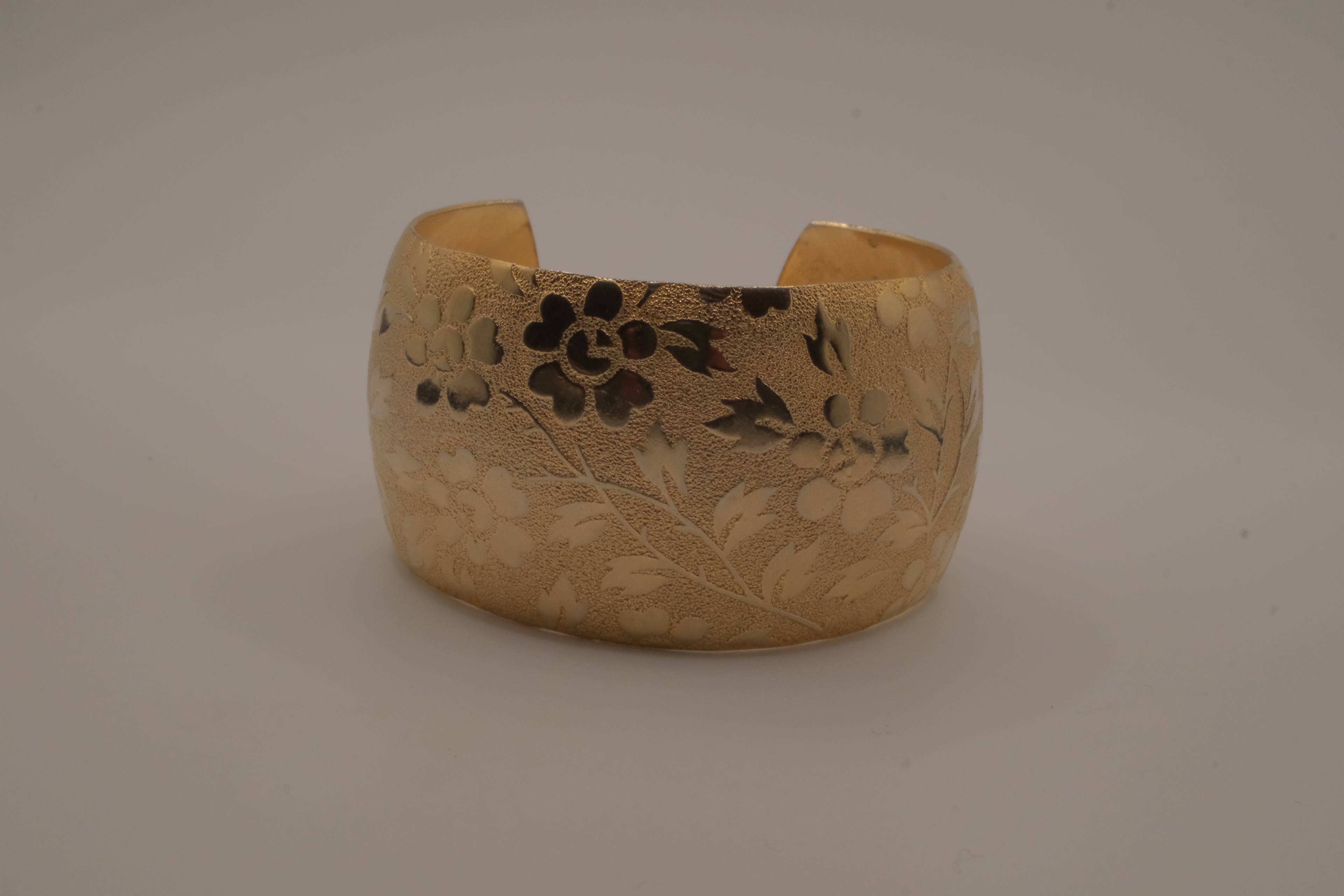 Vintage gold-toned floral engraved cuff bracelet
