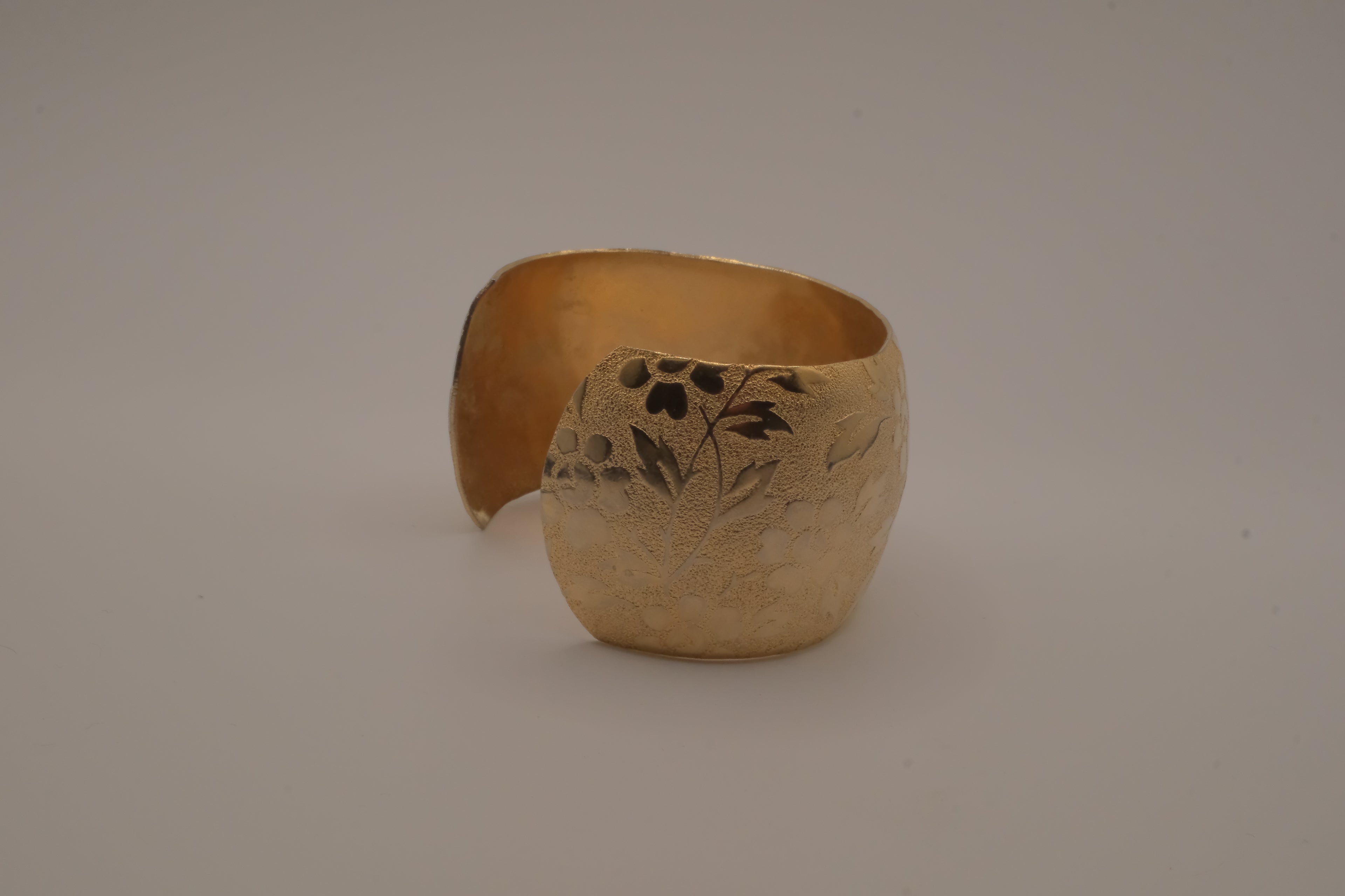 Vintage gold-toned floral engraved cuff bracelet