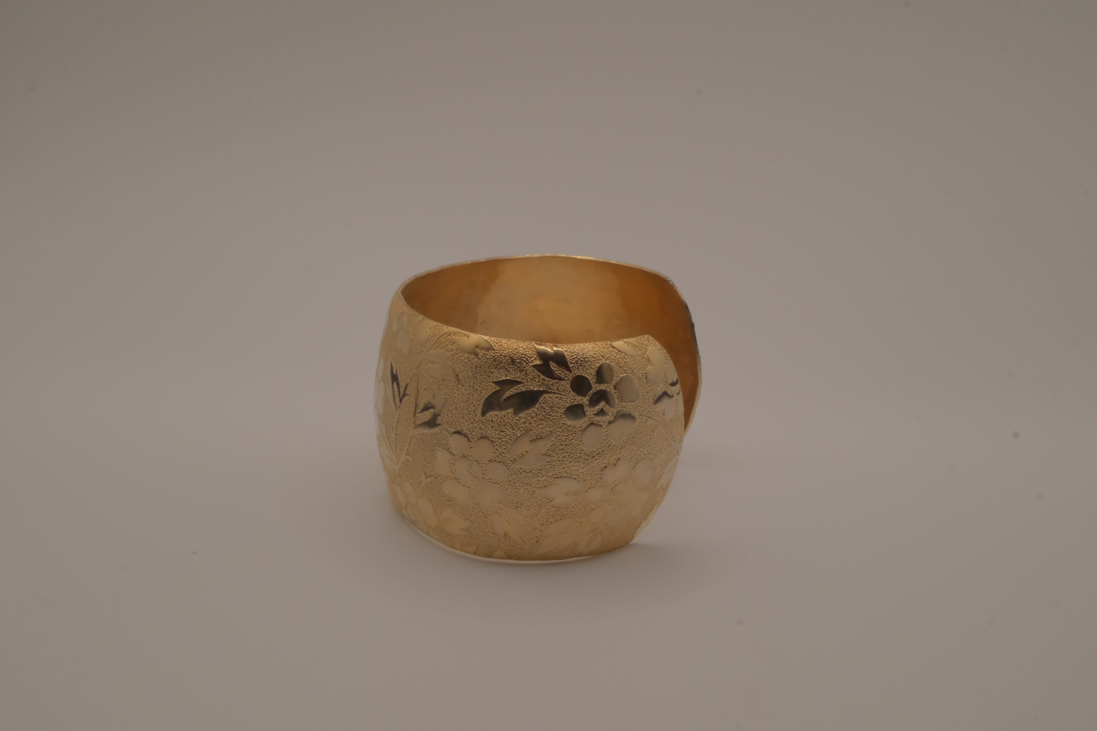Vintage gold-toned floral engraved cuff bracelet