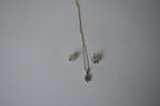Vintage Oval Cut Blue Stone Necklace with Earrings