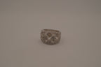 Silver tone geometric lattice cocktail ring