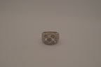 Silver tone geometric lattice cocktail ring