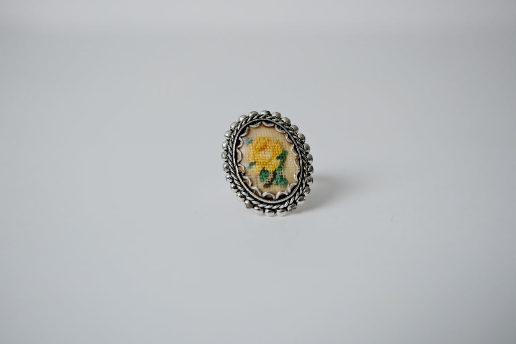 Vintage Petit Point Rose Ring