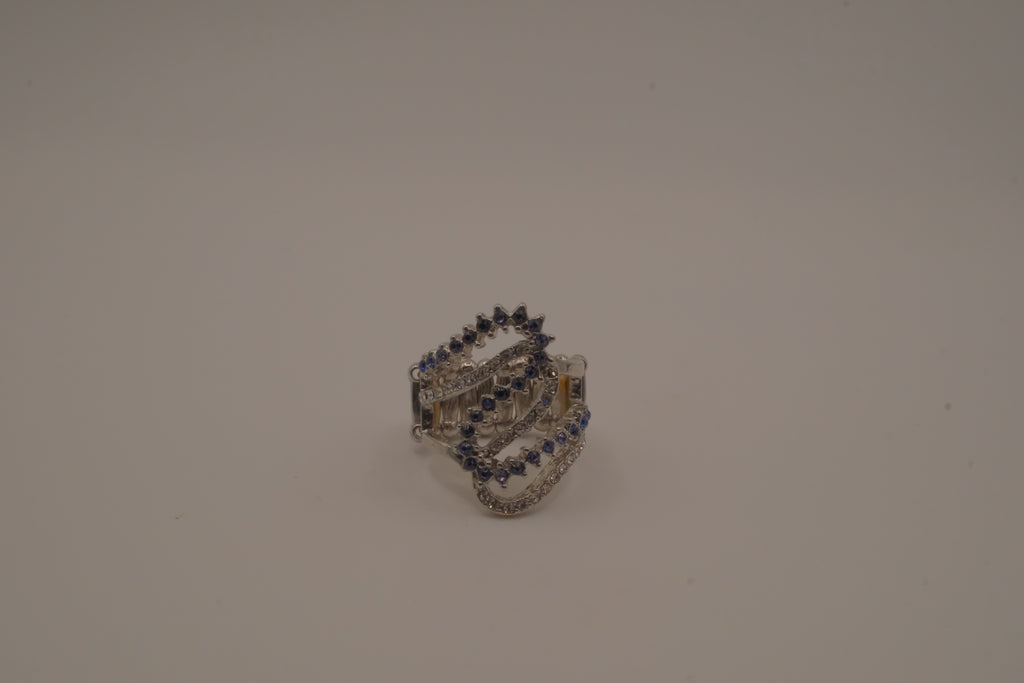 Blue Waves Rhinestone Ring