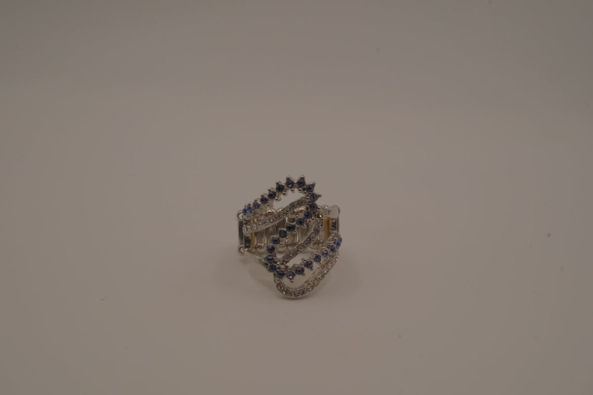 Blue Waves Rhinestone Ring