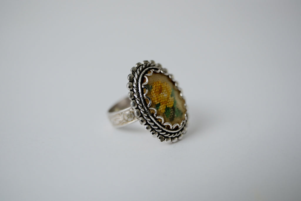 Vintage Petit Point Rose Ring