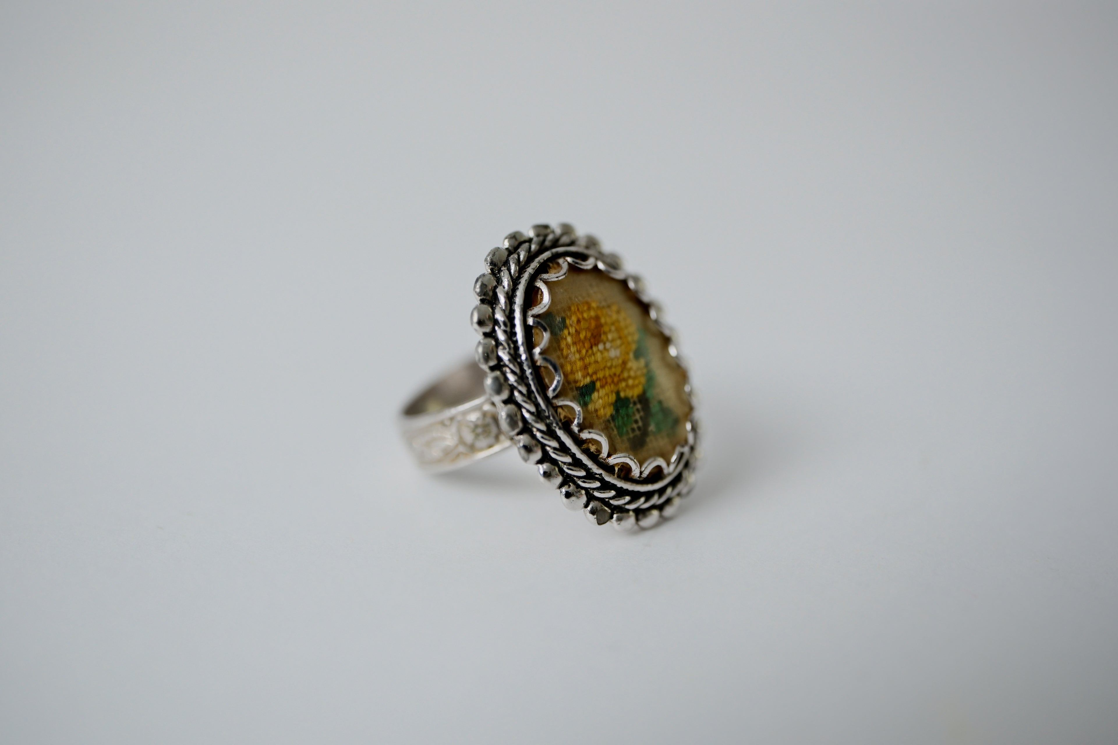 Vintage Petit Point Rose Ring