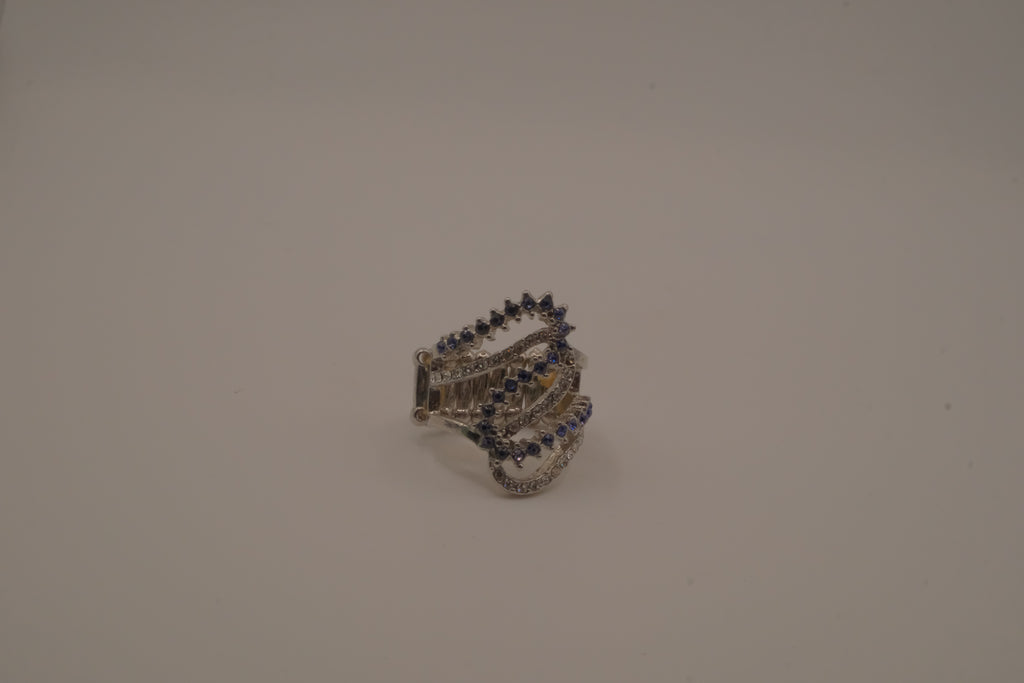 Blue Waves Rhinestone Ring