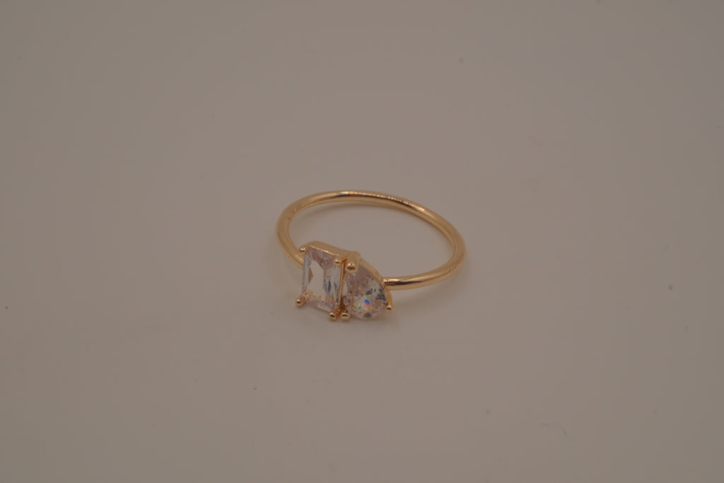 Gold tone Toi et Moi ring