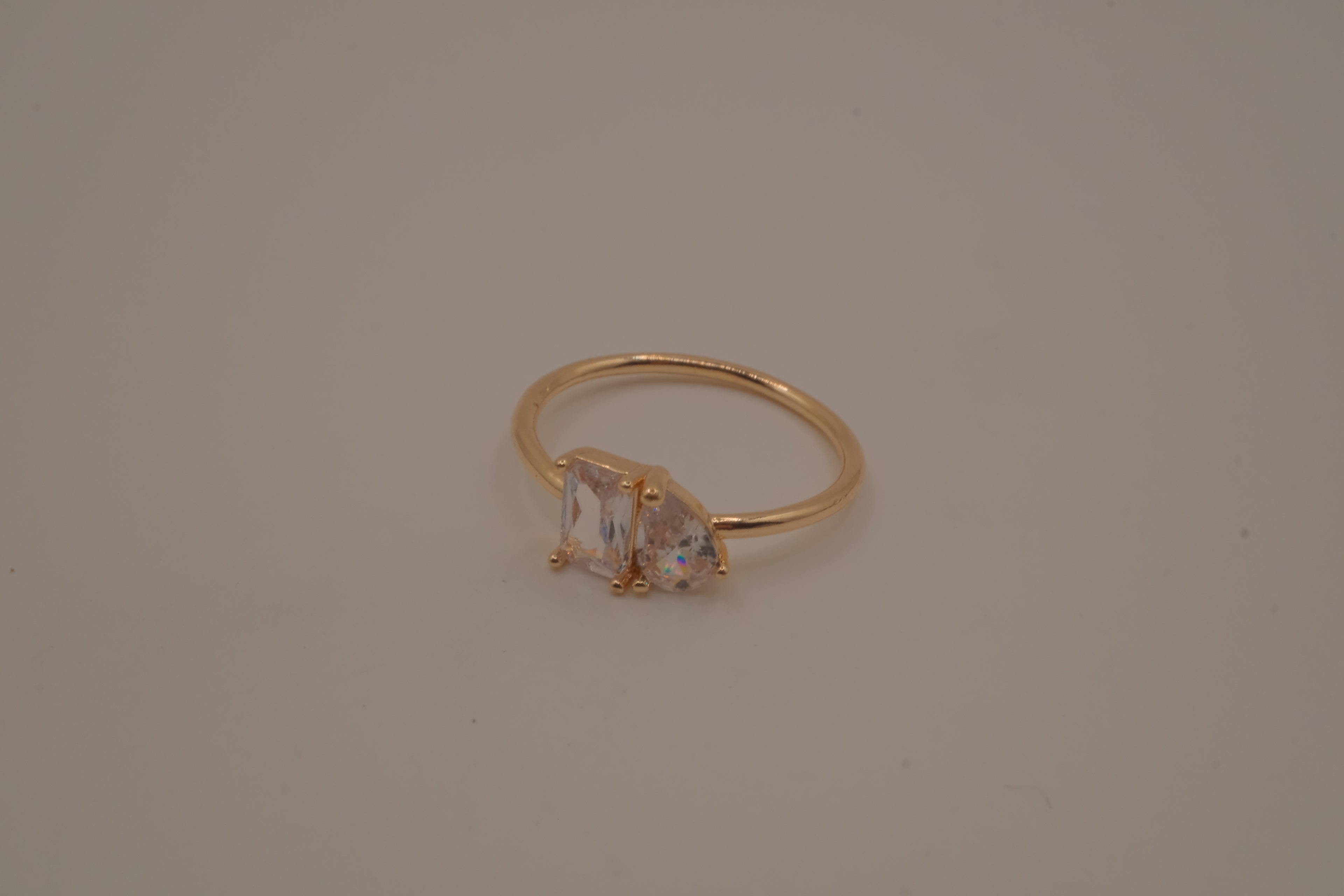 Gold tone Toi et Moi ring