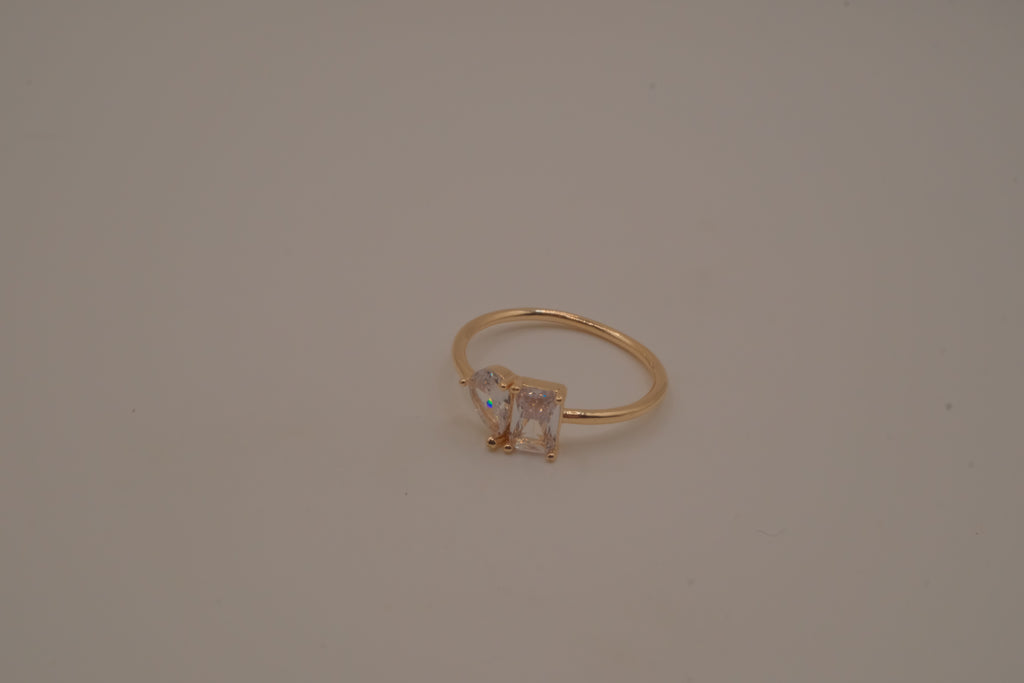 Gold tone Toi et Moi ring