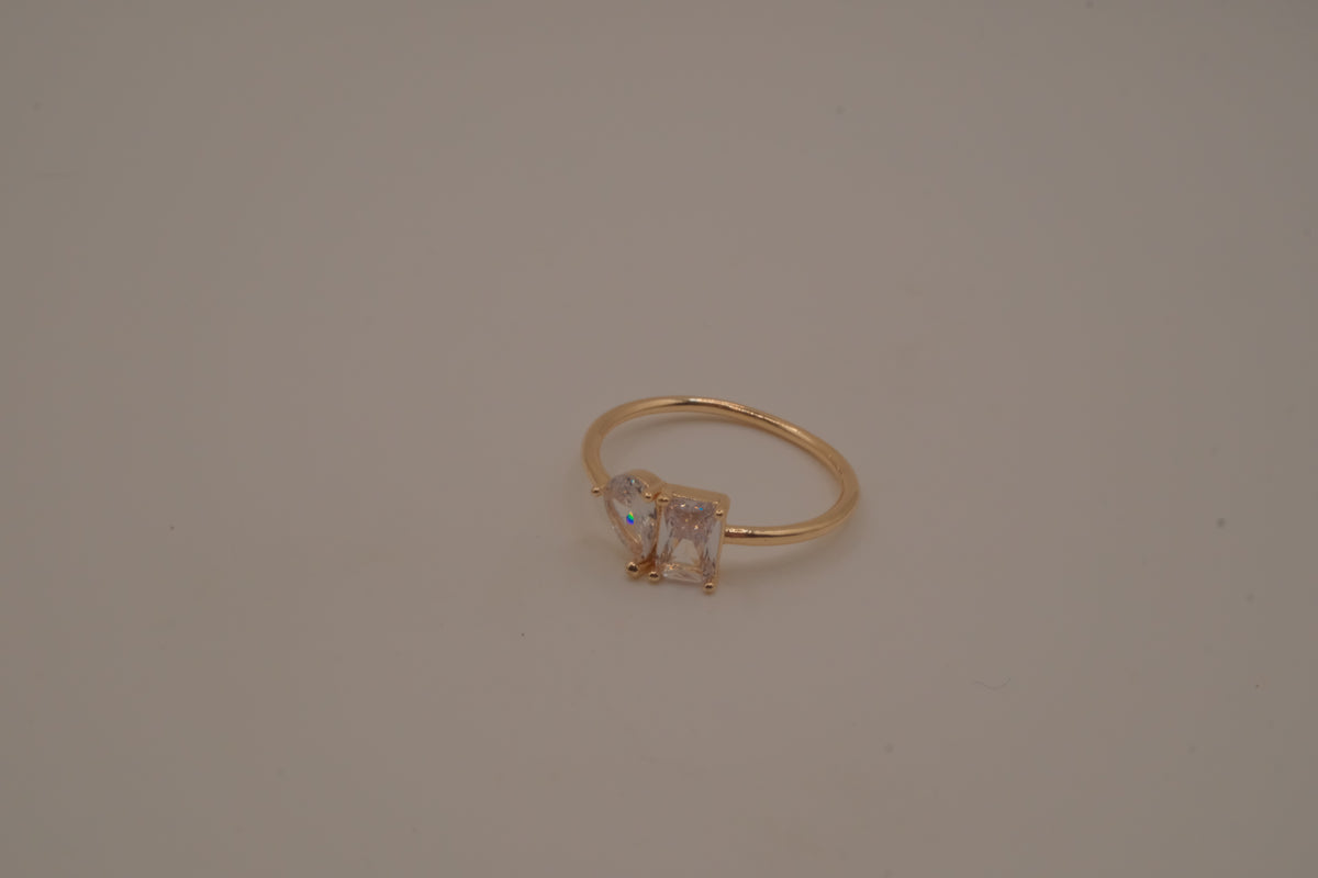 Gold tone Toi et Moi ring