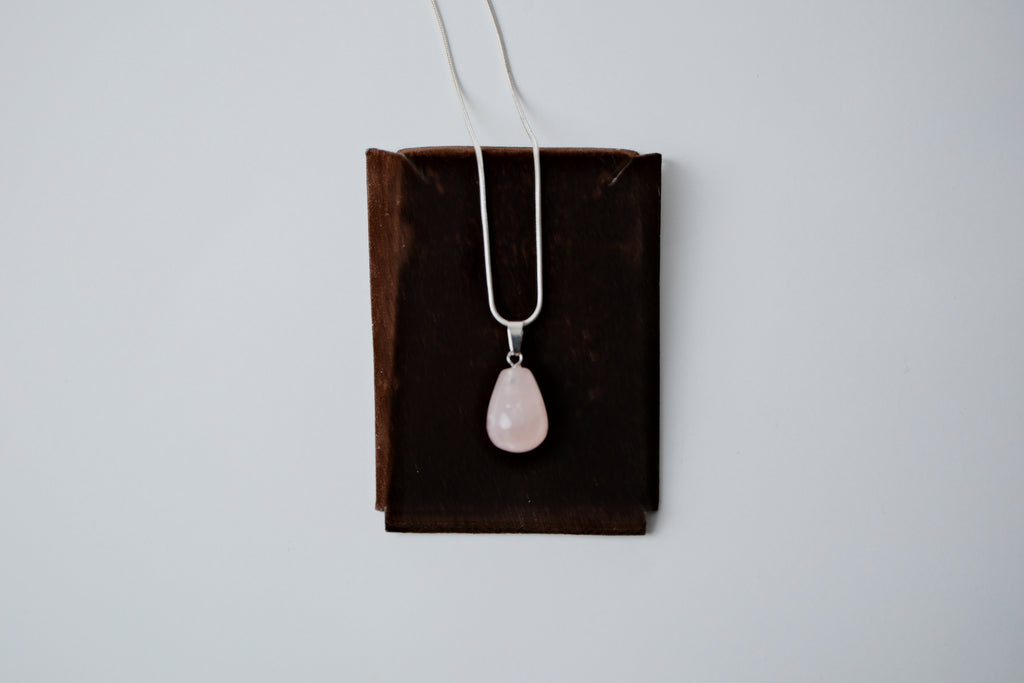 Vintage Rose Quartz Sterling Silver Necklace
