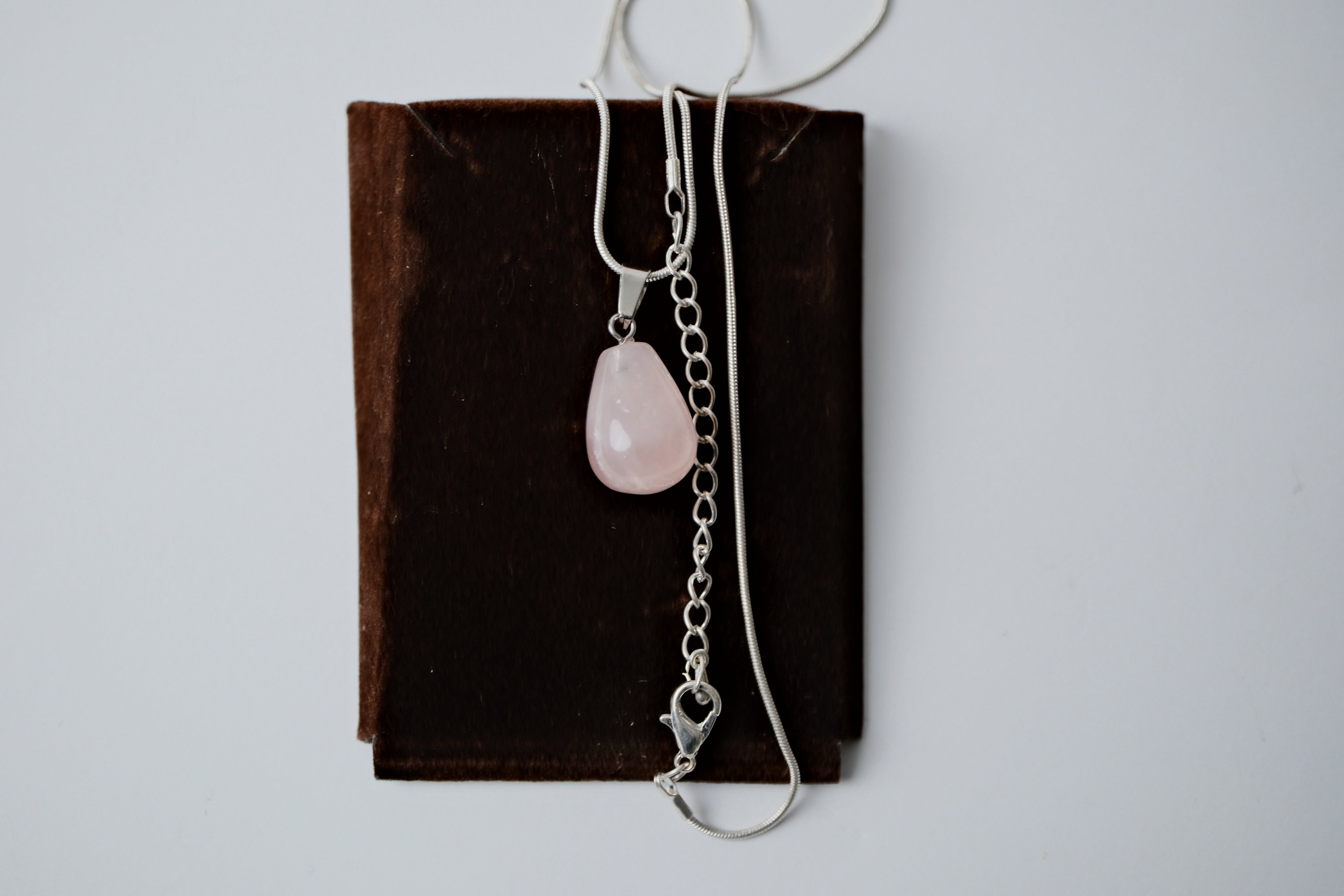 Vintage Rose Quartz Sterling Silver Necklace