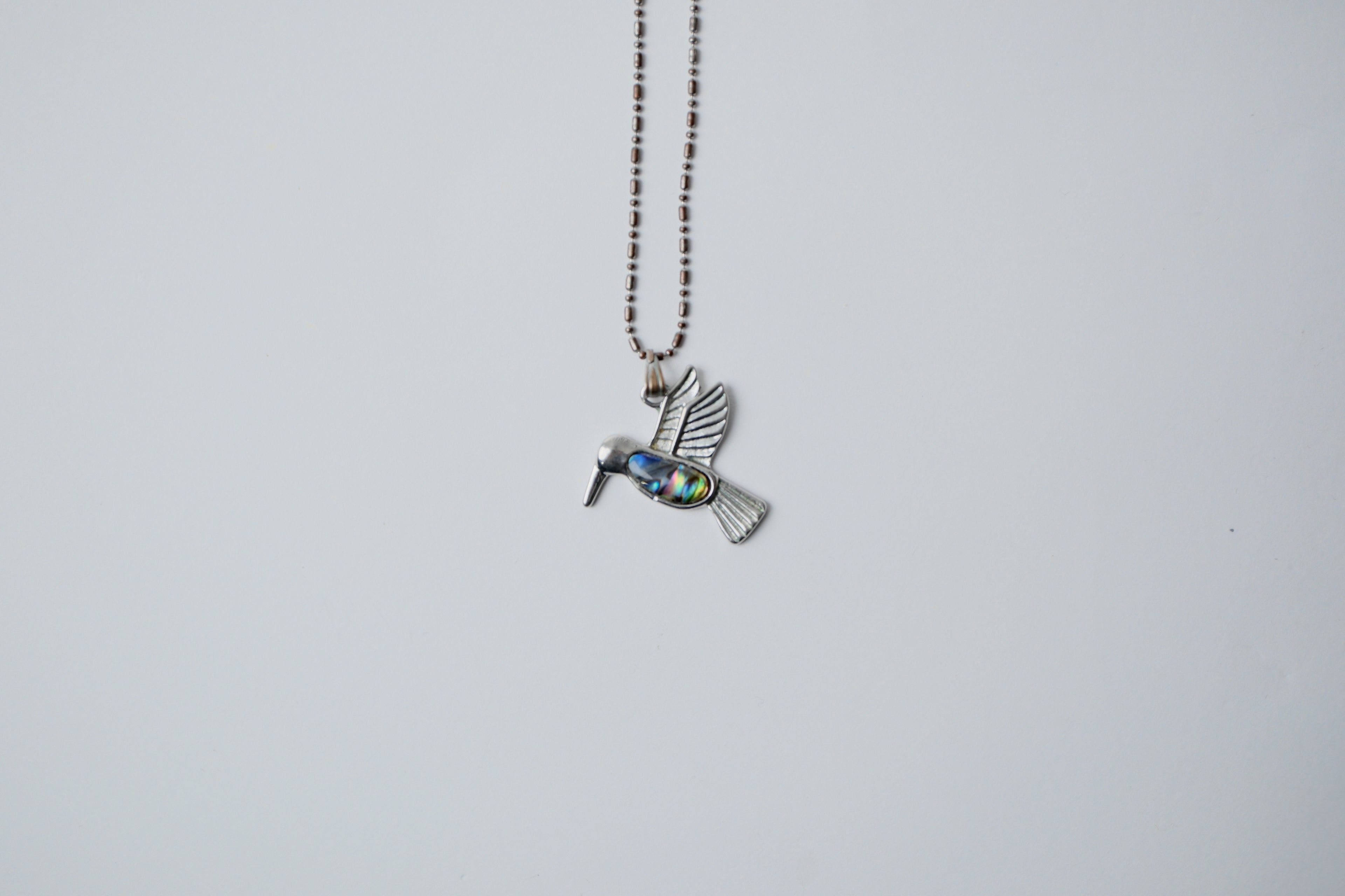 Vintage Sterling Silver Abalone Kingfisher Necklace
