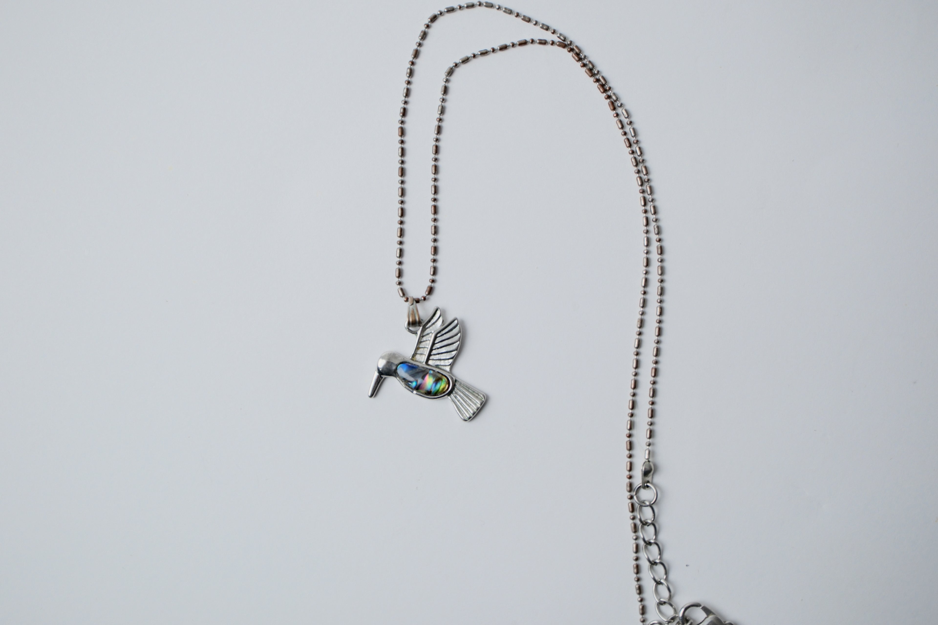 Vintage Sterling Silver Abalone Kingfisher Necklace