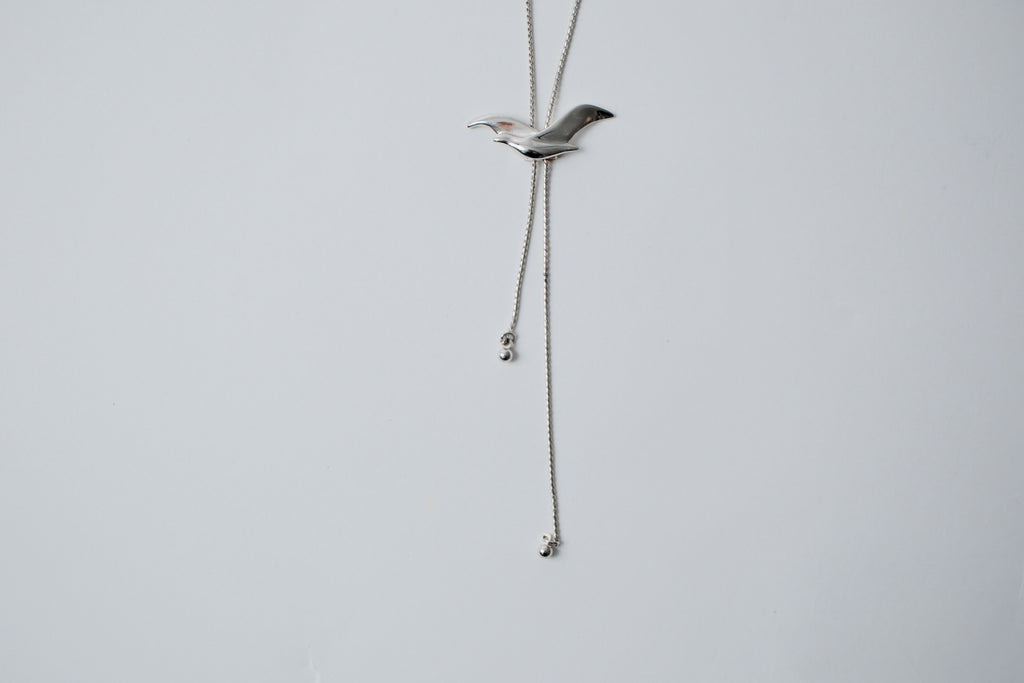 Vintage Avon Silver Bird Bolo Tie Necklace