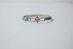 Vintage Sterling Silver Florentine Green Eel Skin Bracelet