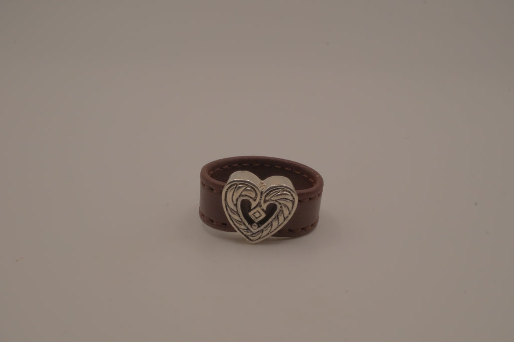 Heart concho leather band ring