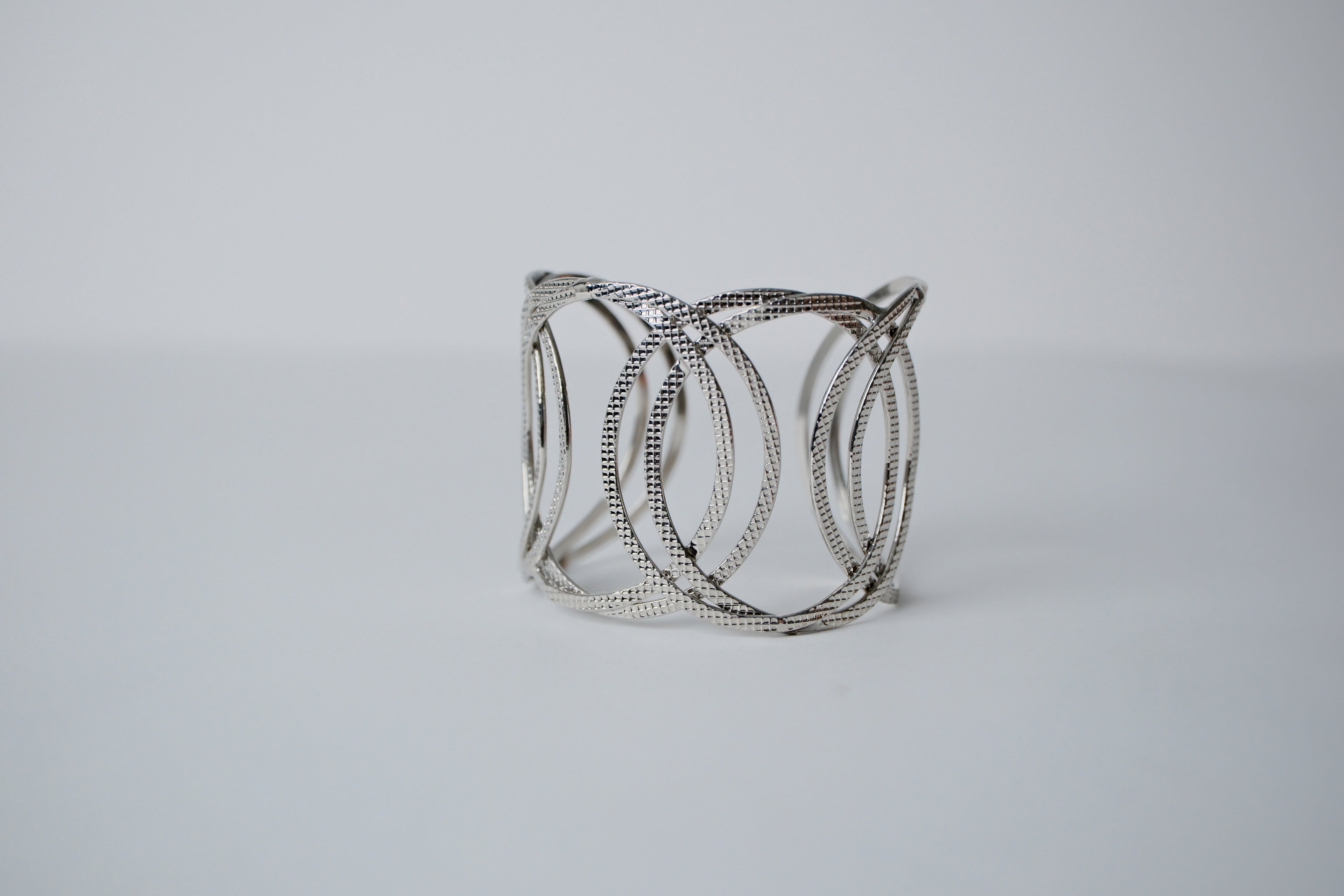 Vintage Silver Etched Bracelet Cuff