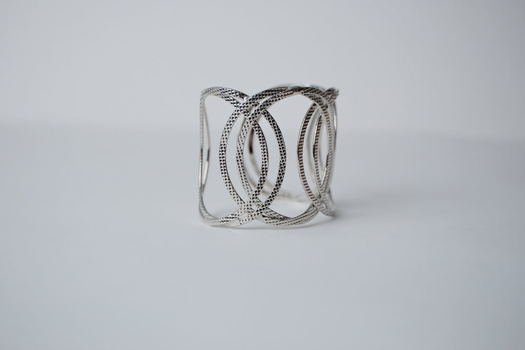 Vintage Silver Etched Bracelet Cuff