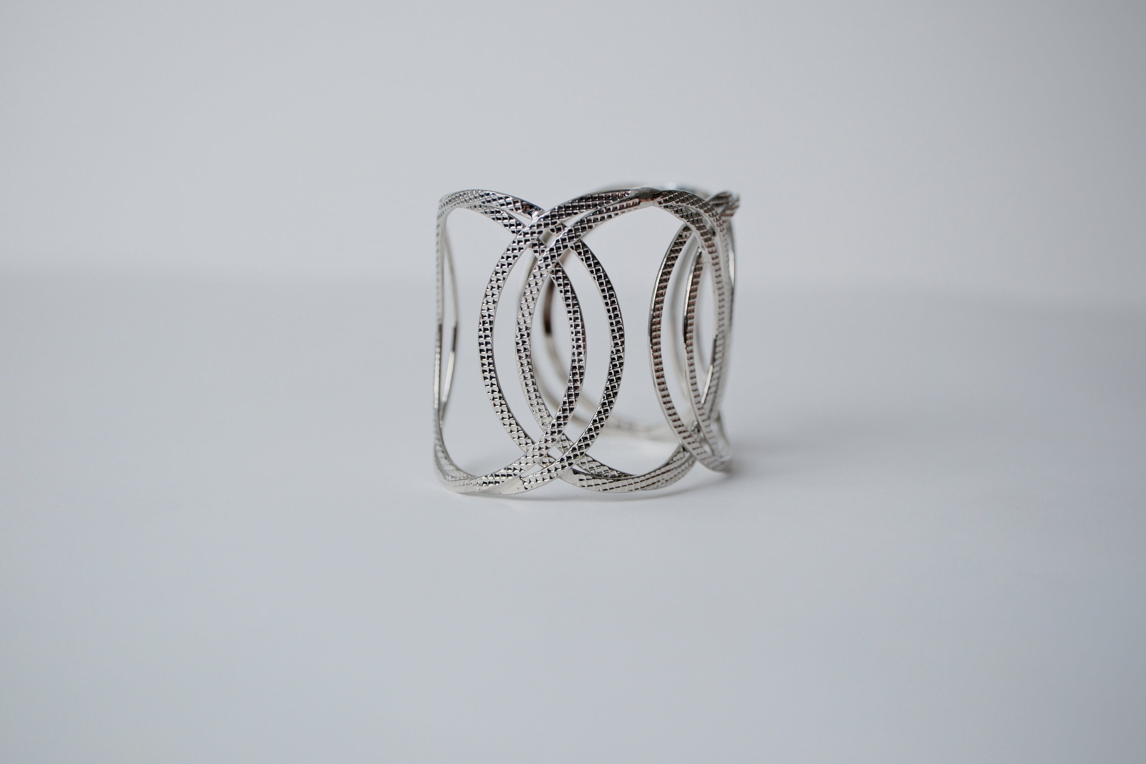 Vintage Silver Etched Bracelet Cuff