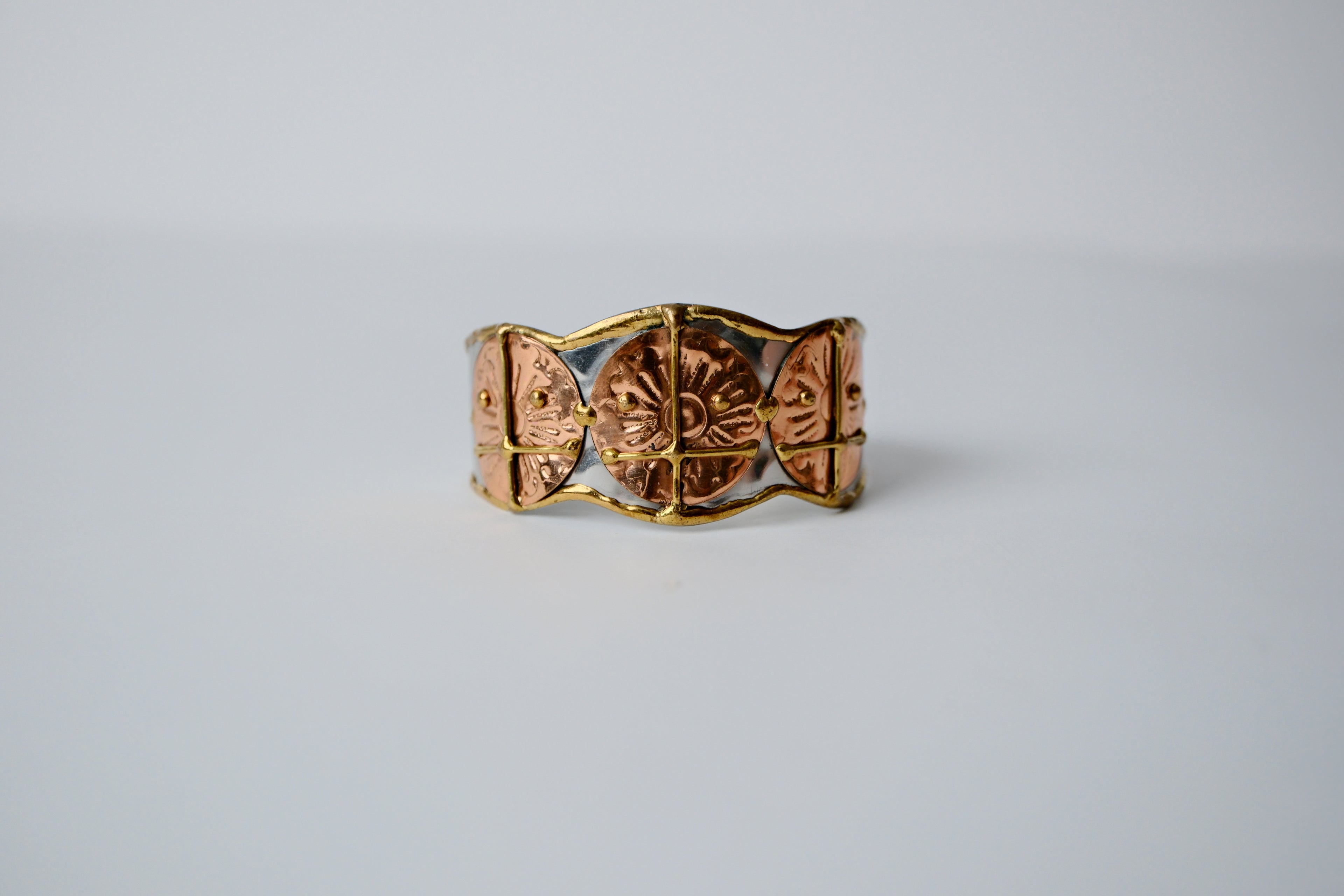 Vintage Hammered Mixed Metal Cuff