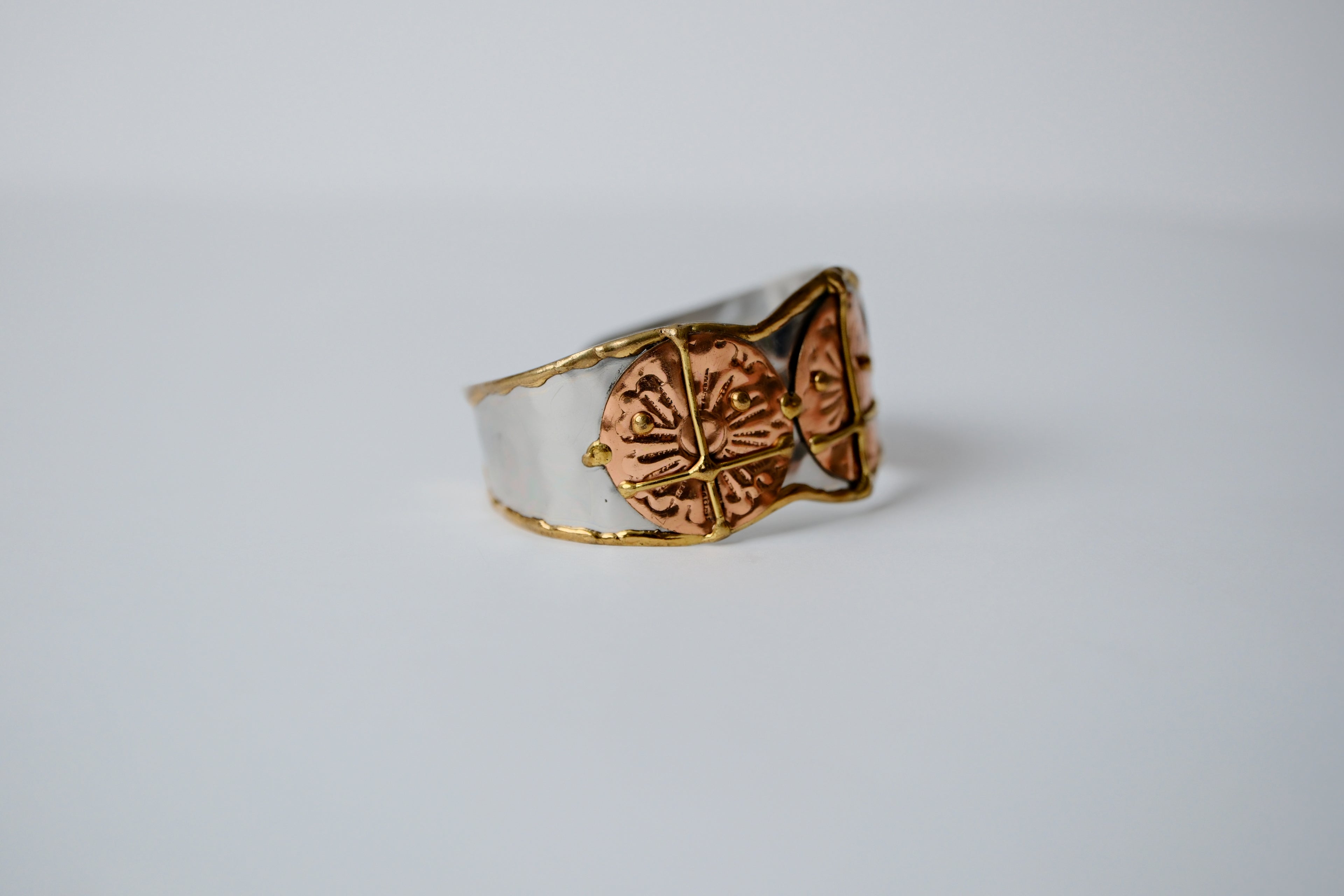 Vintage Hammered Mixed Metal Cuff