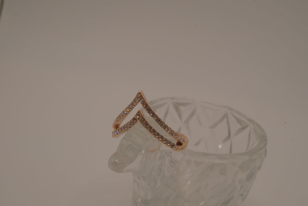 Rose gold tone double chevron ring