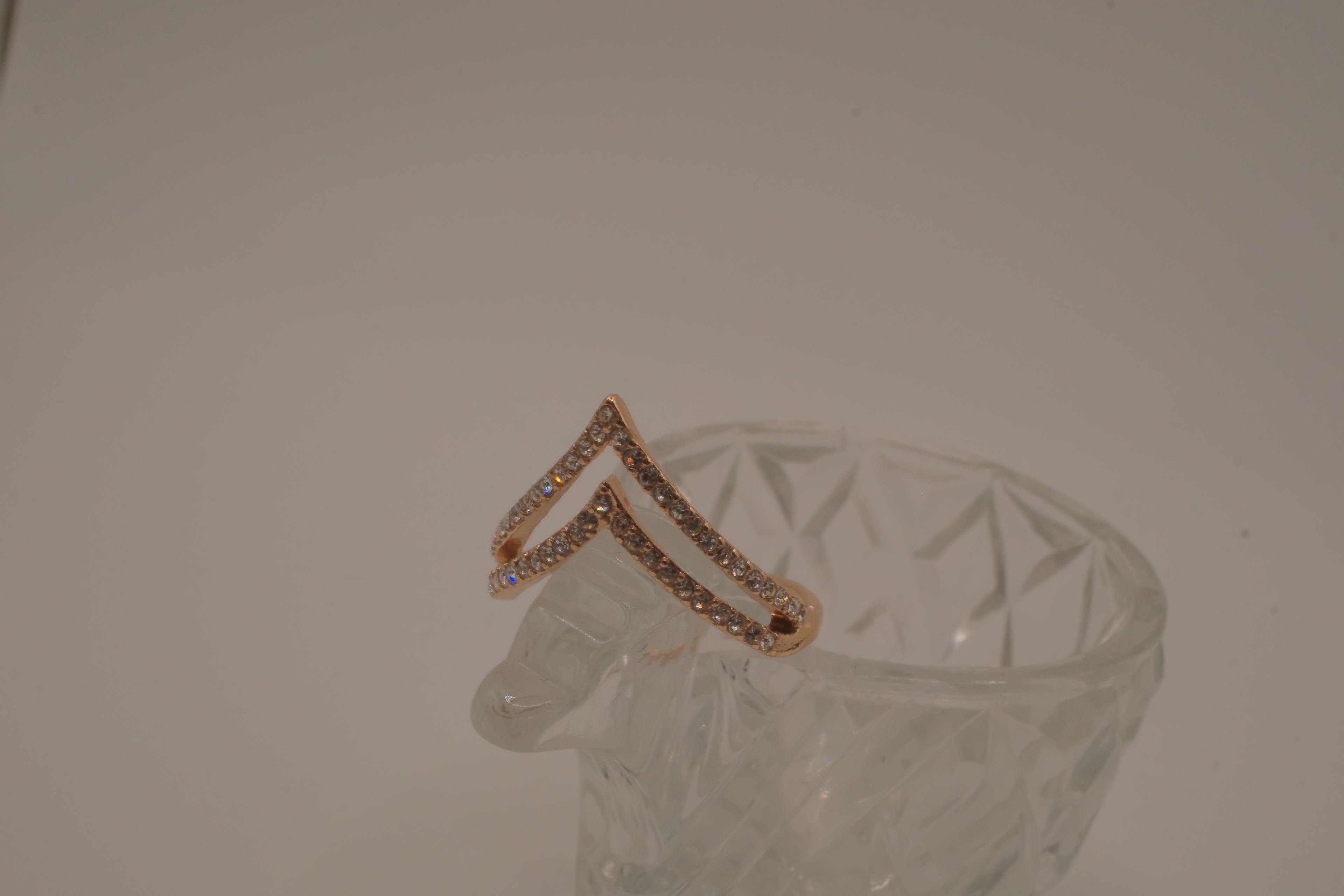 Rose gold tone double chevron ring