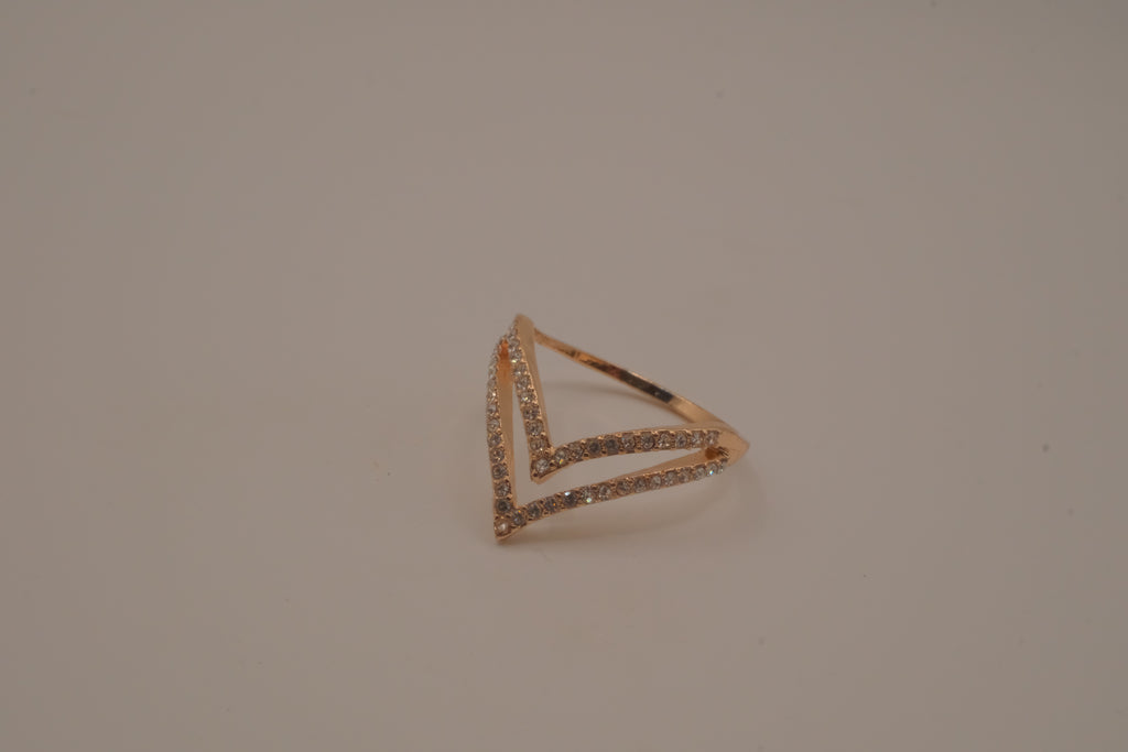 Rose gold tone double chevron ring