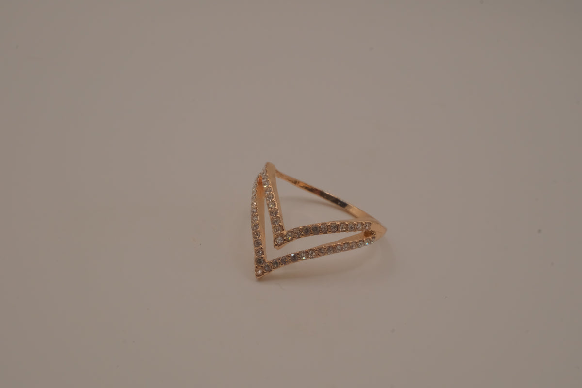Rose gold tone double chevron ring