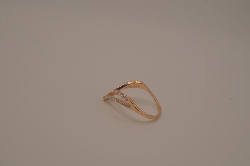 Rose gold tone double chevron ring