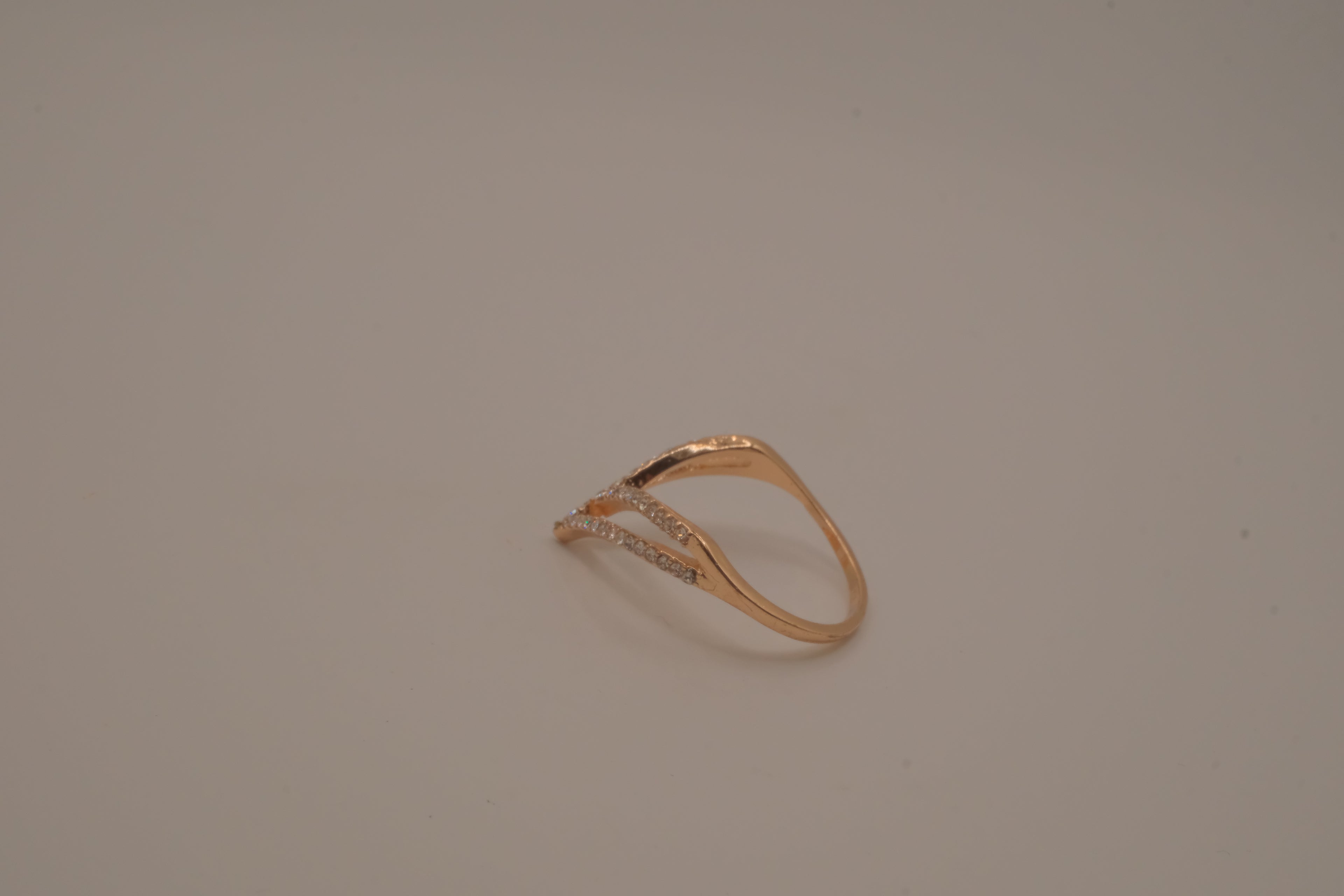 Rose gold tone double chevron ring