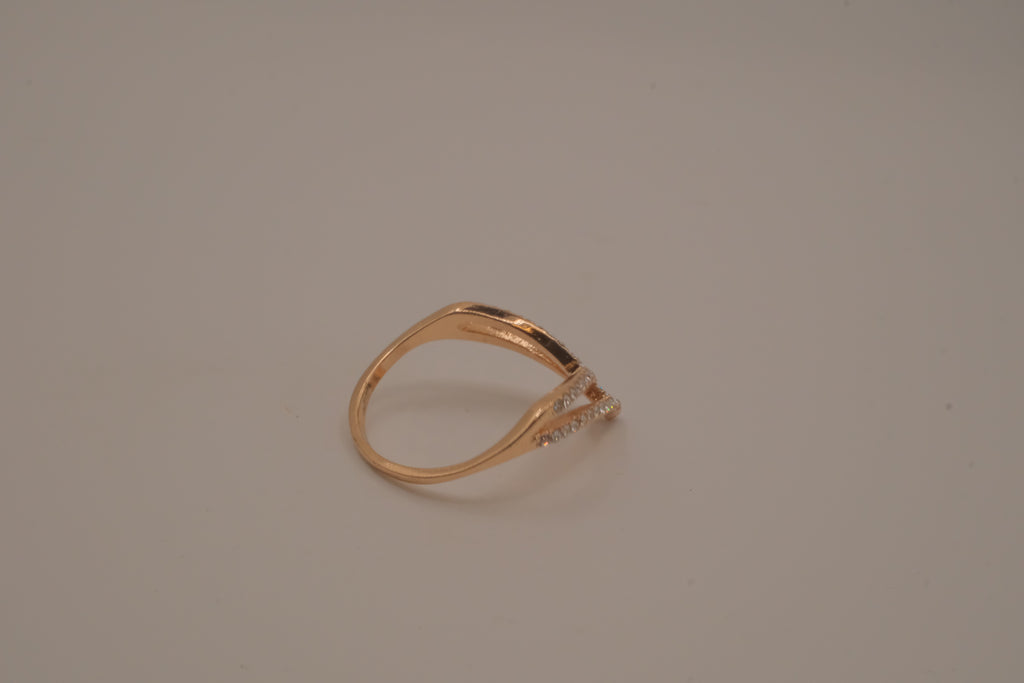 Rose gold tone double chevron ring