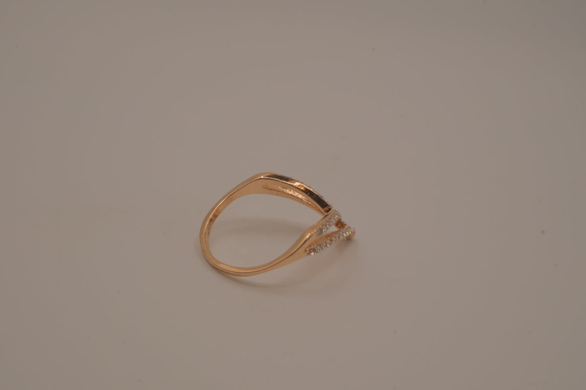 Rose gold tone double chevron ring