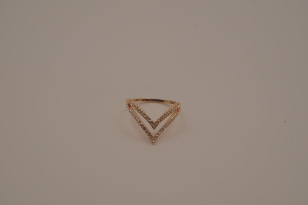 Rose gold tone double chevron ring