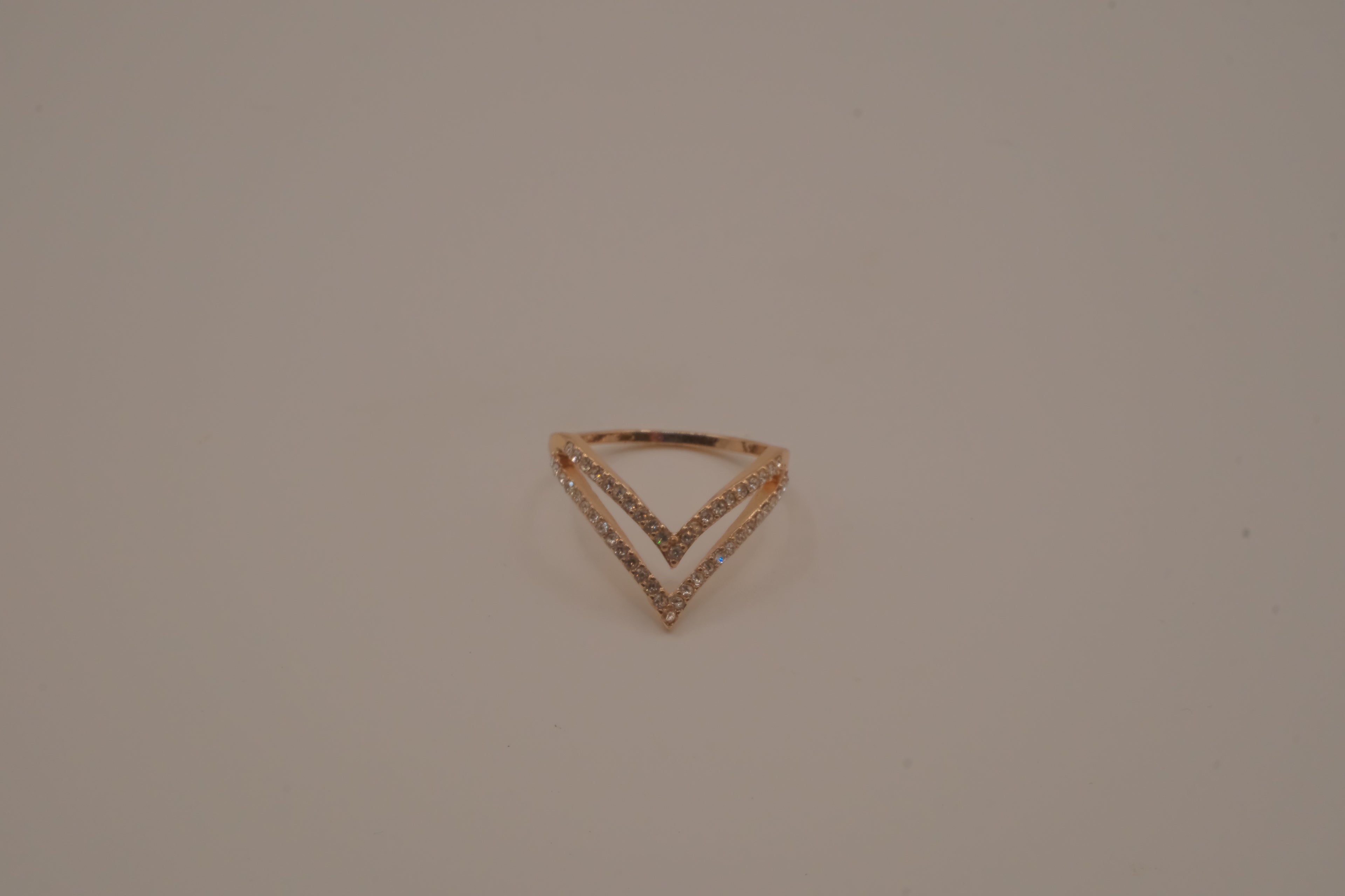 Rose gold tone double chevron ring