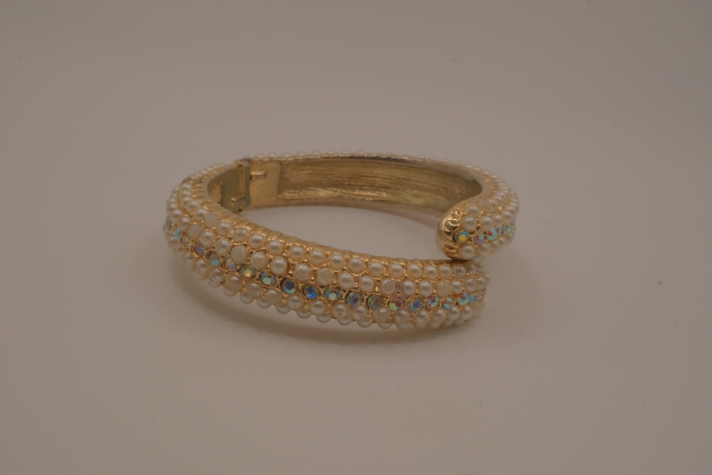 Vintage bypass hinged clamper bangle bracelet