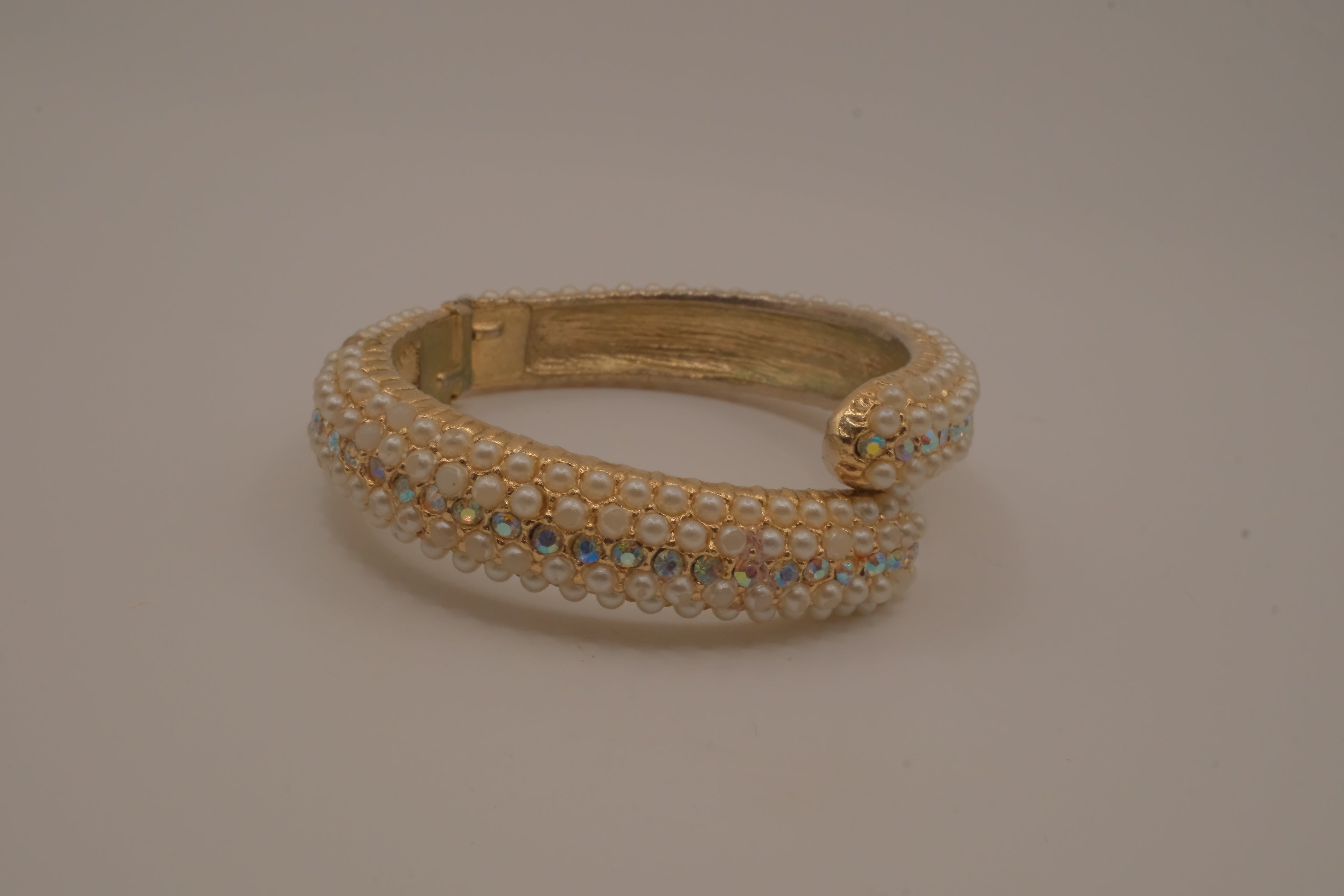 Vintage bypass hinged clamper bangle bracelet